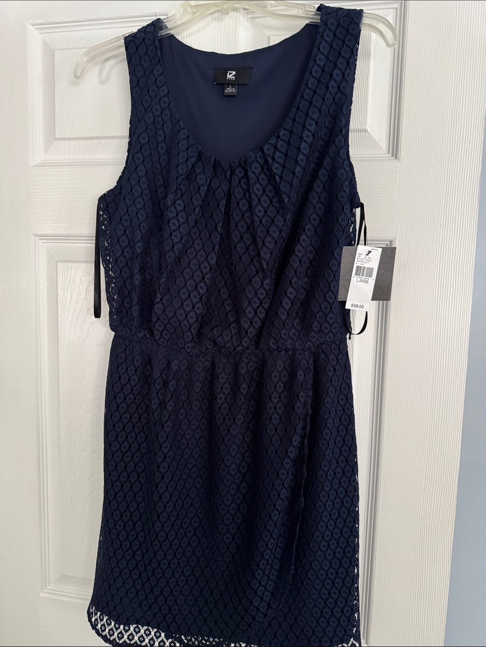 Iz Byer Navy Lace Sleeveless Dress